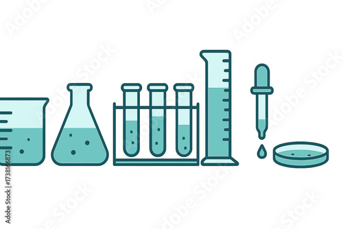Scientific laboratory glassware and essential chemistry experiment equipment set