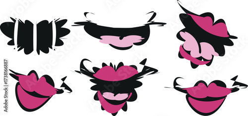 Smiling Woman Face Vector Illustration – Fashion Lady Icon with Beauty Lips and Modern Cartoon Style Design