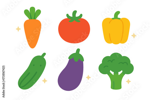 Vibrant collection of fresh healthy garden vegetables including carrot tomato pepper cucumber eggplant broccoli