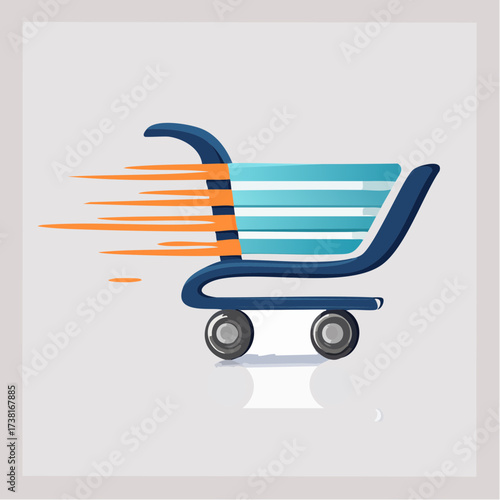 Fast Shopping Cart Icon with Motion Blur Express Delivery Online Store E commerce Concept