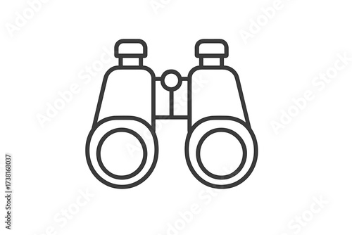 Binoculars vector thin line icon. Exploration, search, look for, search tool, military, science, biology and security, observation concepts. Vision, discovery, surveillance.