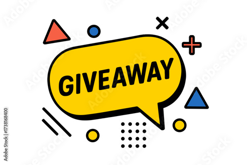 Giveaway vector banner speech bubble. Trendy geometric design for promotion and contest. Free prize winner announcement for social media marketing. Modern abstract illustration.