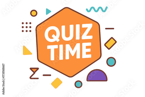 Quiz time vector illustration. Abstract geometric banner design for question games, questionnaires, education, pub events, online games, and social media. Trendy modern concept.