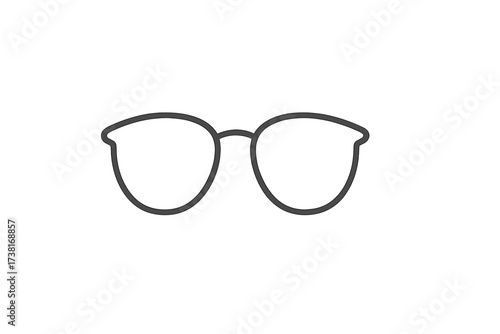 Simple sunglasses thin line logo icon. Vector minimal illustration of summer elegant fashion object. Eyewear contour drawing for beach vacation and optical store design.