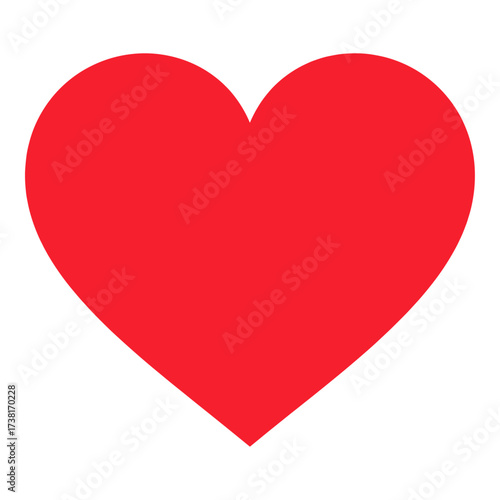 Flat bright red heart smooth symbol of passion and resilience for Christmas and Valentine joy and love celebration 
