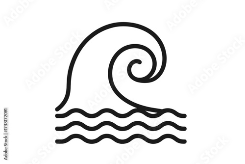 Wave line icon. Ocean sea swirl logo element. Simple water tidal tsunami symbol. Vector abstract surf storm illustration. Nature decorative graphic sign for design.