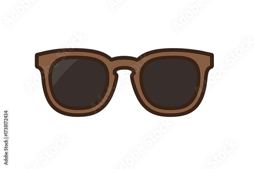 Sunglasses vector icon. Flat style cartoon illustration. Summer fashion accessory for sun protection. Retro hipster eyewear for beach and travel. Isolated graphic design element.