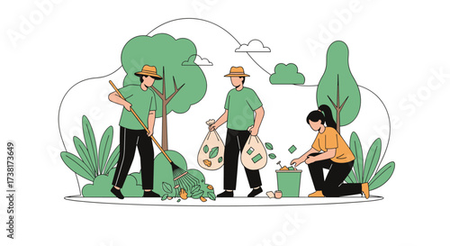 Volunteers participate in a community cleanup and environmental restoration event.