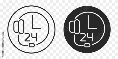 24 hours support icon set