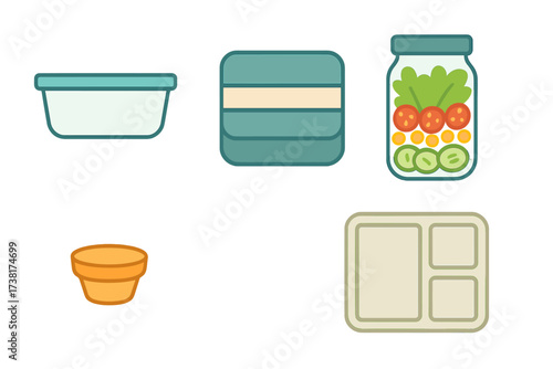 Assortment of different food containers for healthy meal preparation and storage