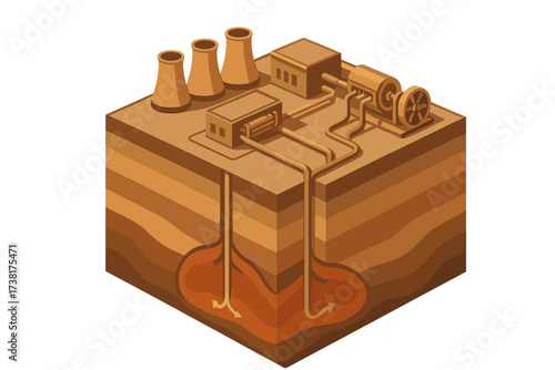 Geothermal power plant system extracting renewable energy from earth's heat