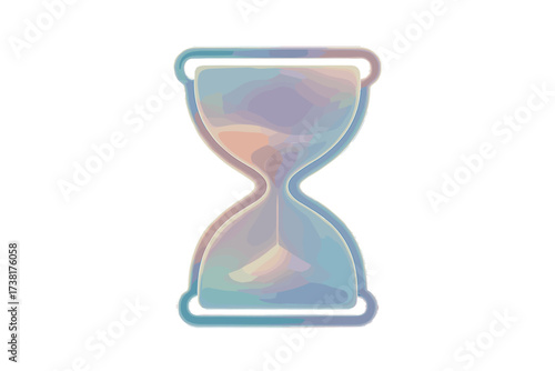 Stylized hourglass with soft gradient colors and glowing outline representing time