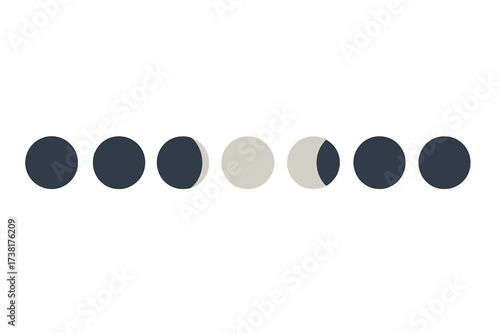 Sequential representation of the moon's changing phases in a minimalist design