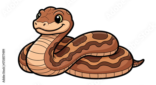Charming cartoon snake illustration with detailed scales and gentle expression for children