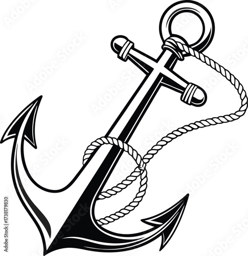 Solid black anchor marine symbol silhouette
