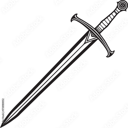 Isolated medieval metal swords crossed with sharp steel blades, ancient weapons of war