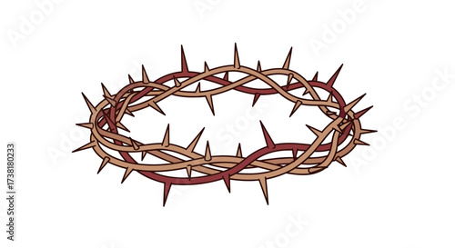 Intricate crown of thorns depiction on a pristine white canvas conveying penance