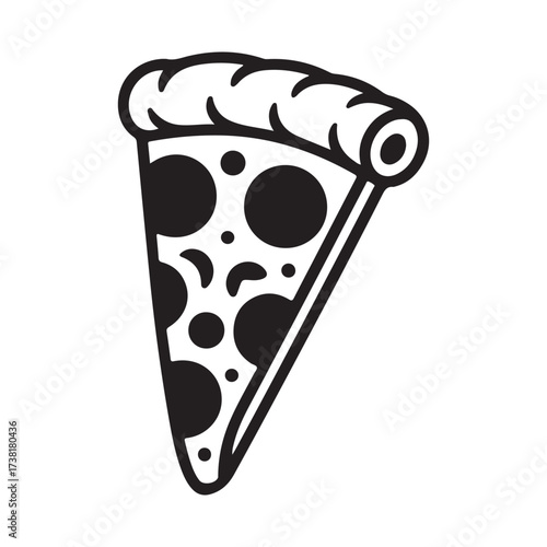 Monochromatic Pizza Slice Outline Vector Icon