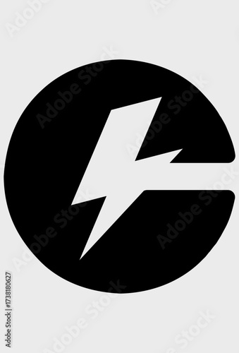 Free Download Lightning bolt or flash symbol in a black circle. Negative space lightning design inside a round shape. Bold icon of power, speed, or electricity. - GFXLoad
