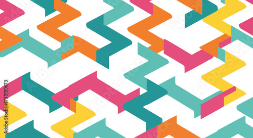 Modern geometric zigzag pattern with vibrant colors for lively backgrounds and designs