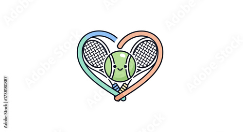 Playful tennis design with heart shape, racket and ball for sport themed concept