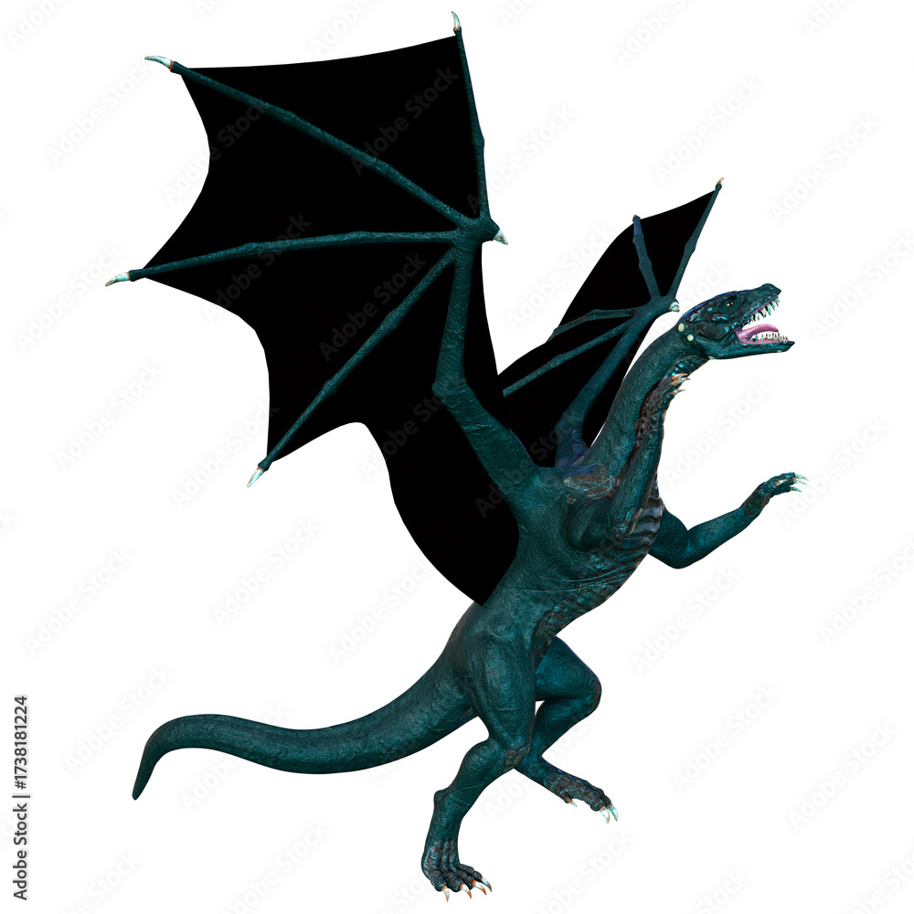 Fototapeta premium 3D Rendering Fairy Tale Dragon on White