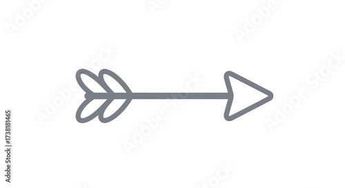 Simple gray arrow illustration with feather fletching and pointed tip perfect for directional or