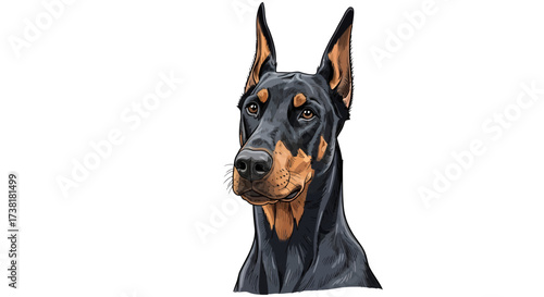 Striking Doberman Pinscher Portrait with Alert Expression and Sharp Features