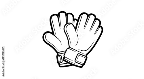 Stylized illustration of protective goalkeeper gloves on a clean white canvas