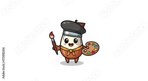 Whimsical dairy artist character creating masterpieces with a charming touch and style