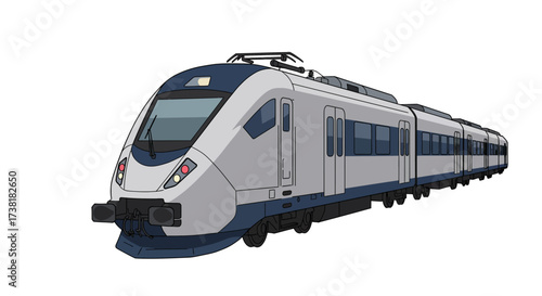 Modern Electric Passenger Train with Blue and Gray Livery.