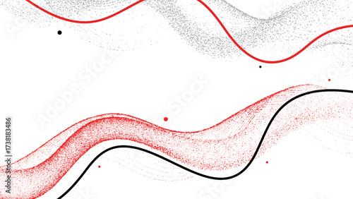 Wavy lines with dot grain stipple noise vector. Abstract modern art design for background, banner, landing page, poster.