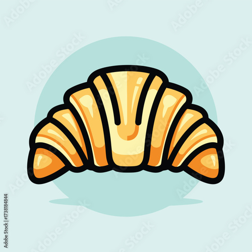 Croissant Illustration on Light Blue Background
