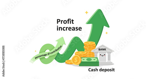 Financial growth and investment strategy depicted through ascending graph and money deposit concept