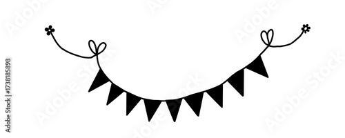Festive Banner: A charming decorative banner composed of pennant-shaped flags, artfully suspended to infuse any setting with a touch of festivity.