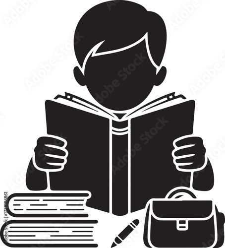 Young Student Reading a Book for Knowledge