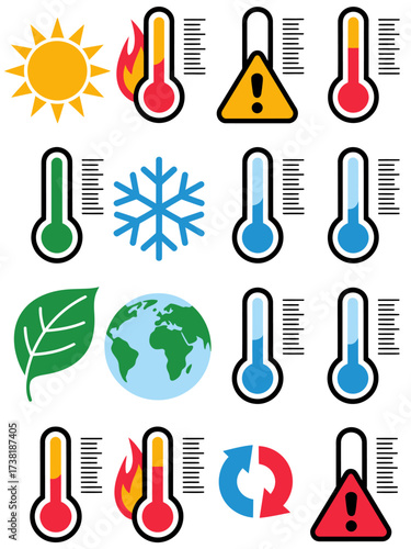 Vector art of climate change and global warming icons