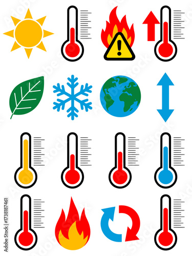 Vector art of global warming and climate change icons