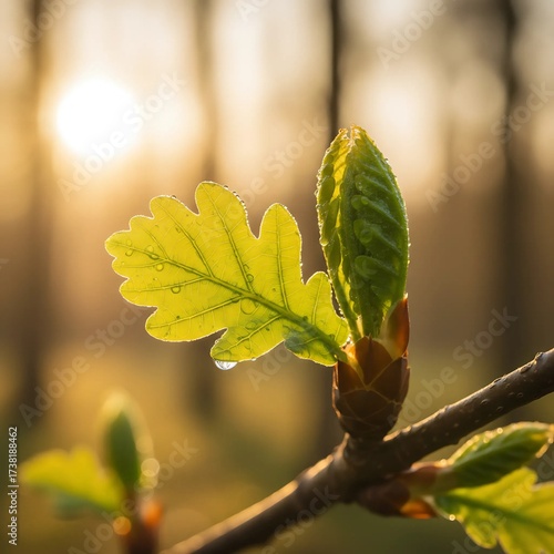 Spring Oak Leaf in Golden Light