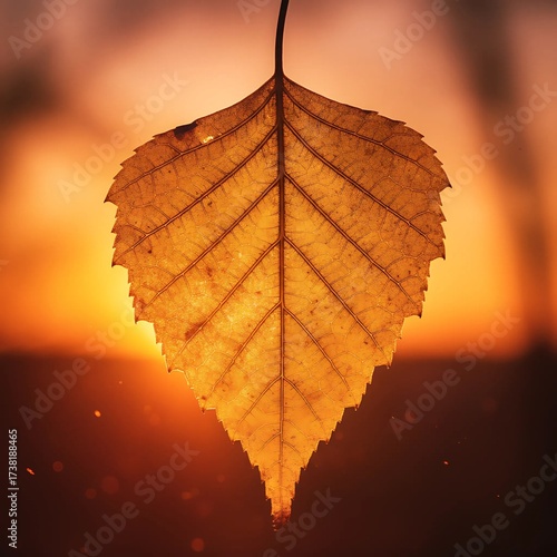 Translucent Birch Leaf at Sunset