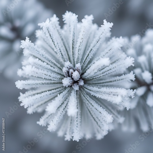 Crystalline Hoarfrost on Pine