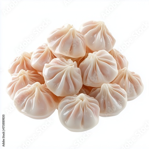 Dimsum oriental traditional steamer food, isolated white