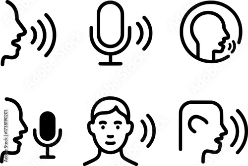 Voice Command and Speech Recognition Icons Vector Set
