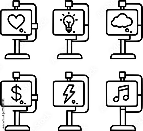 X Ray Machine Thought Symbols Vector Icons