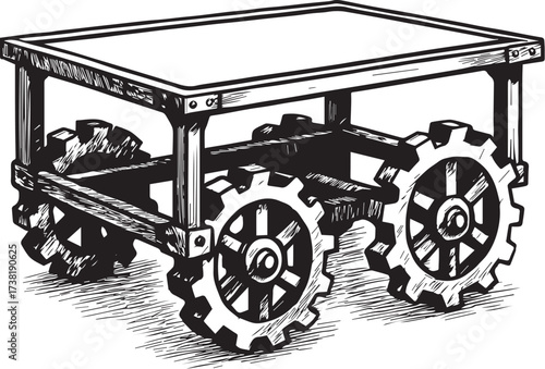 Vintage Shopping Cart Sketch