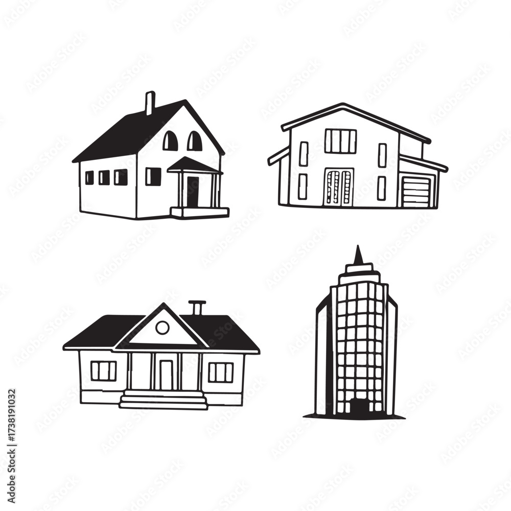 Fototapeta premium set of houses icons
