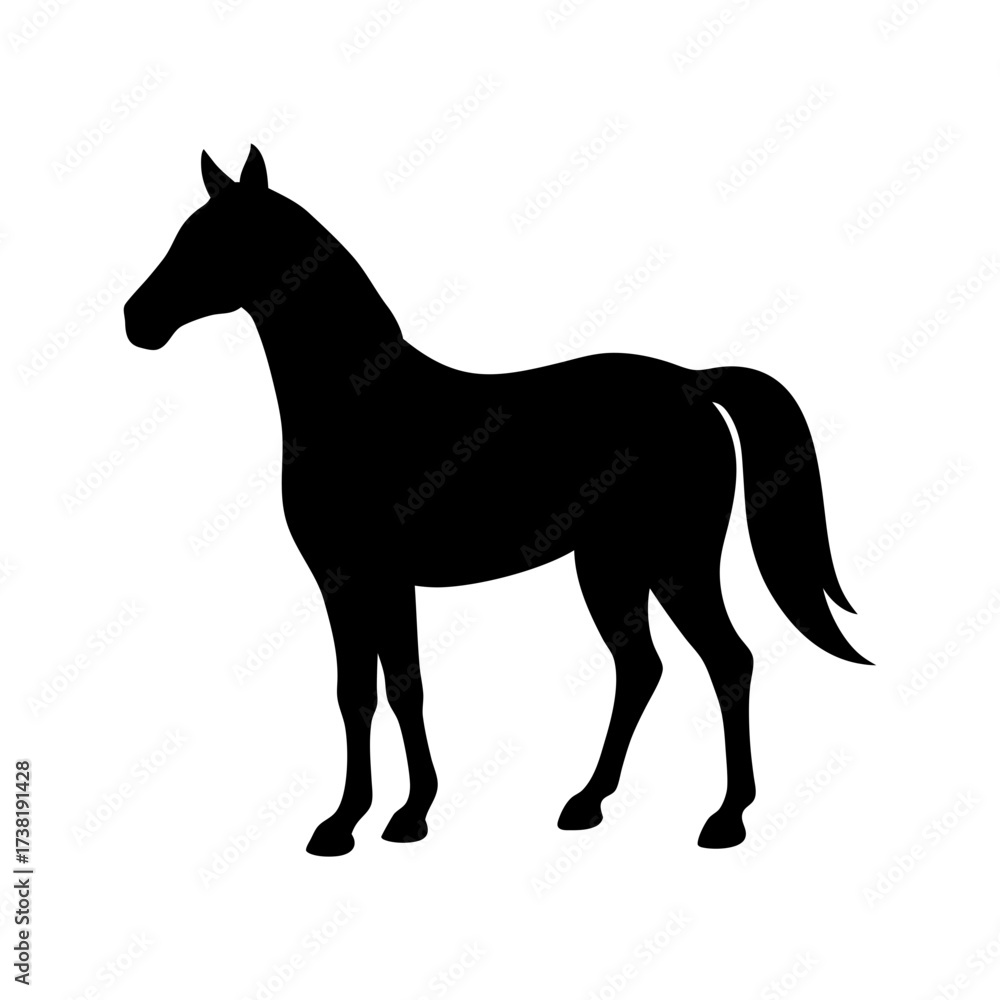 Obraz premium Horse standing still silhouette calm animal figure equestrian vector clean minimal design with white background