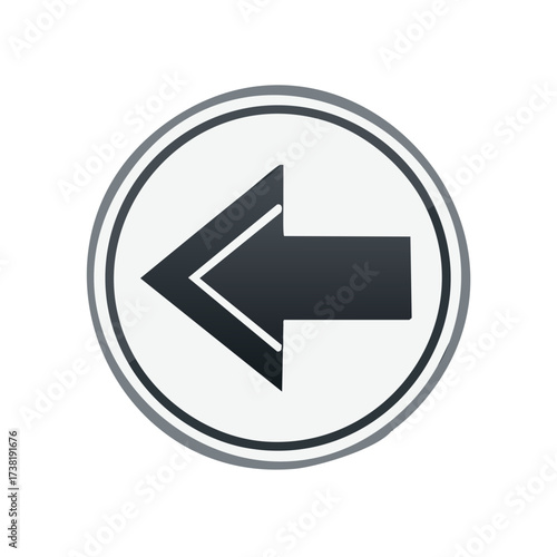 Modern glossy left arrow icon in a circle for back navigation previous page or return actions