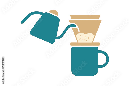 Manual coffee brewing setup with essential equipment for pour over method