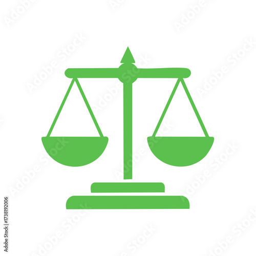 Green Scales of Justice Symbol Represents Law Legal System Judgement Fairness